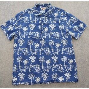 Wallace And Barnes Shirt Mens Medium Blue Floral Button Up Short Sleeve